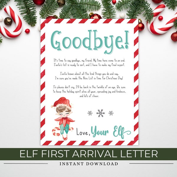 Elf Goodbye Letter, Christmas Elf Farewell Letter, Kids Christmas Fun, Instant Download Elf Letters to Kids, Printable Christmas Elf Letters