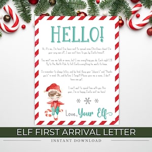 Carta de llegada de un elfo, carta de llegada de un elfo por primera vez, carta de bienvenida de un elfo de Navidad, carta de llegada de un elfo de Papá Noel, diversión navideña para niños