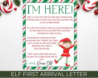 Carta de llegada de un elfo, carta de llegada de un elfo por primera vez, carta de bienvenida de un elfo de Navidad, carta de llegada de un elfo de Papá Noel, diversión navideña para niños