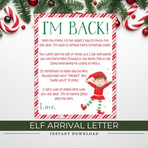 Carta de llegada de un elfo, carta de bienvenida de un elfo de Navidad, carta de llegada de un elfo de Papá Noel, diversión navideña para niños, descarga instantánea de cartas de elfos para niños