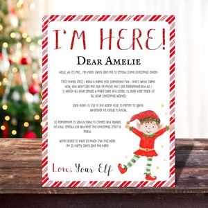 Carta de elfo editable, carta de llegada de elfo, carta de llegada de elfo por primera vez, carta de bienvenida de elfo navideño, carta de Papá Noel, elfo imprimible