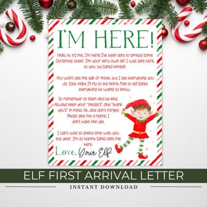 Carta de llegada de un elfo, carta de llegada de un elfo por primera vez, carta de bienvenida de un elfo de Navidad, carta de llegada de un elfo de Papá Noel, diversión navideña para niños