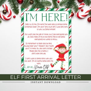 Carta de llegada de un elfo, carta de llegada de un elfo por primera vez, carta de bienvenida de un elfo de Navidad, carta de llegada de un elfo de Papá Noel, diversión navideña para niños