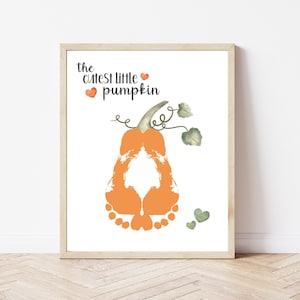 Cutest Little Pumpkin Fall Craft Handprint Footprint Art Craft for Babies Toddlers Kids DIY Wall Art for Kids Room Baby Footprint Keepsake