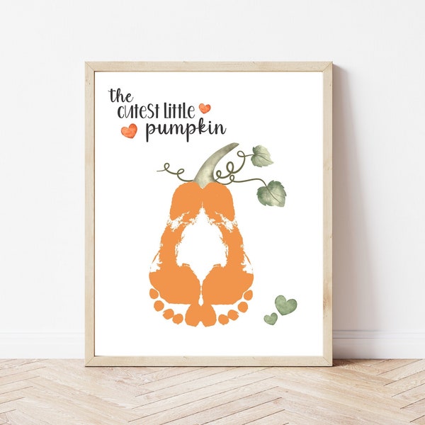 Cutest Little Pumpkin Fall Craft Handprint Footprint Art Craft for Babies Toddlers Kids DIY Wall Art for Kids Room Baby Footprint Keepsake