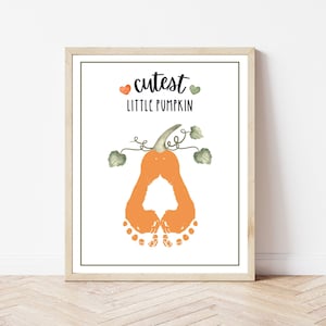 Kids Handprint Art, Footprint Art, Fall Handprint, Cutest Little Pumpkin Halloween Handprint Art, Footprint Keepsake, Handprint Keepsake