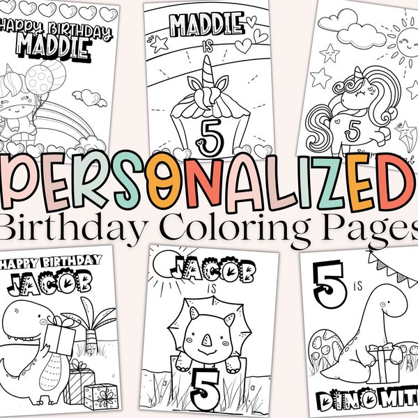 Personalized Coloring Page for Kids Birthday Custom Coloring Page Birthday Activity Set of 3 Personalized Coloring Sheets Kids Birthday Gift