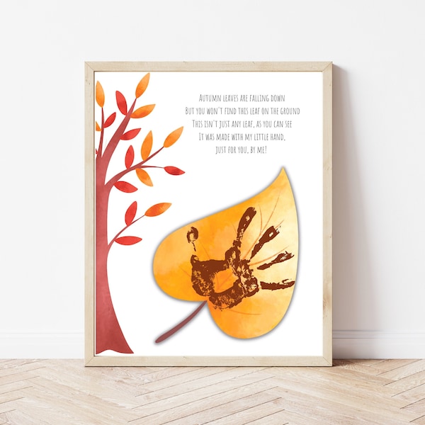 Fall Handprint Art for Kids, Preschool Daycare Art Project, Handprint Art Craft Kids, Handprint Keepsake, Autumn DIY Wall Art, Memory Book