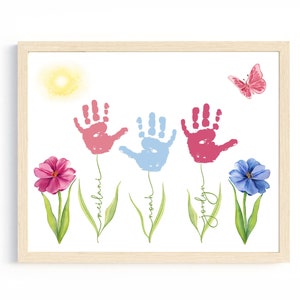 Regalo personalizzato per la festa della mamma Compleanno Fiore Impronta della mano Arte Fai da te Regalo dai bambini Fai da te Festa della mamma Ricordo per la mamma Nonna Zia Matrigna