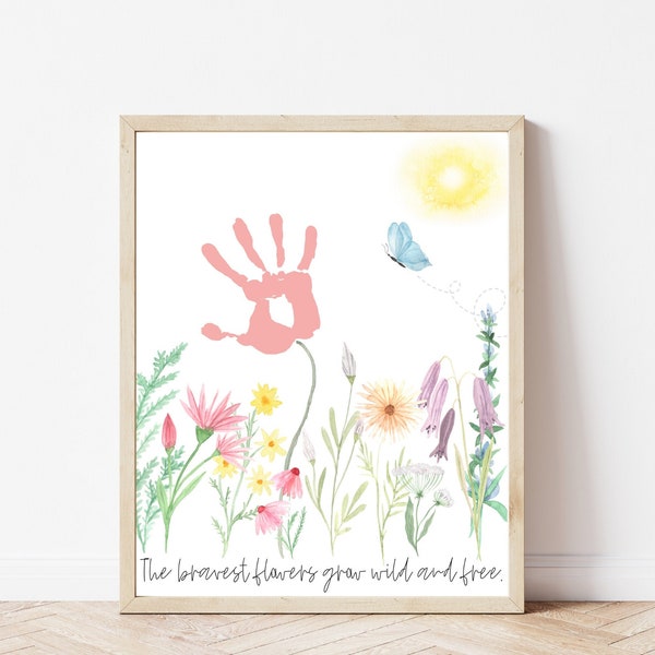 Flower Handprint Art Wildflower Handprint Craft for Kids DIY Wall Art for Playroom Kid's Room Nursery Summer Florals Printable Kids Craft