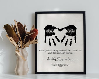 Personalized Handprint Art for Dad DIY Birthday Gift Fathers Day Gift from Kids Baby Handprint Craft Memory Keepsake Gift for Dad