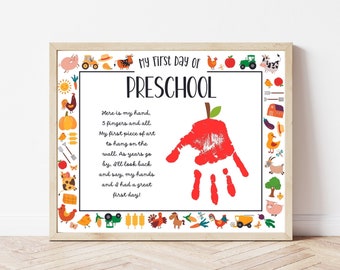 Farm Themed First Day of Preschool and Last Day of Preschool Handprint Art, Kids Handprint Craft for First Day of School & Graduation