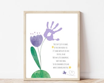 Flower Handprint Art Craft- DIY Gift from Baby, Toddler, Kids Printable Gift for Mom Dad Grandparents Aunt, Baby Keepsake, Handprint Poem