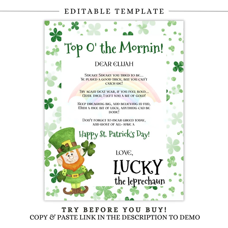 Leprechaun Letter, Editable Letter From Leprechaun, Mini Leprechaun ...