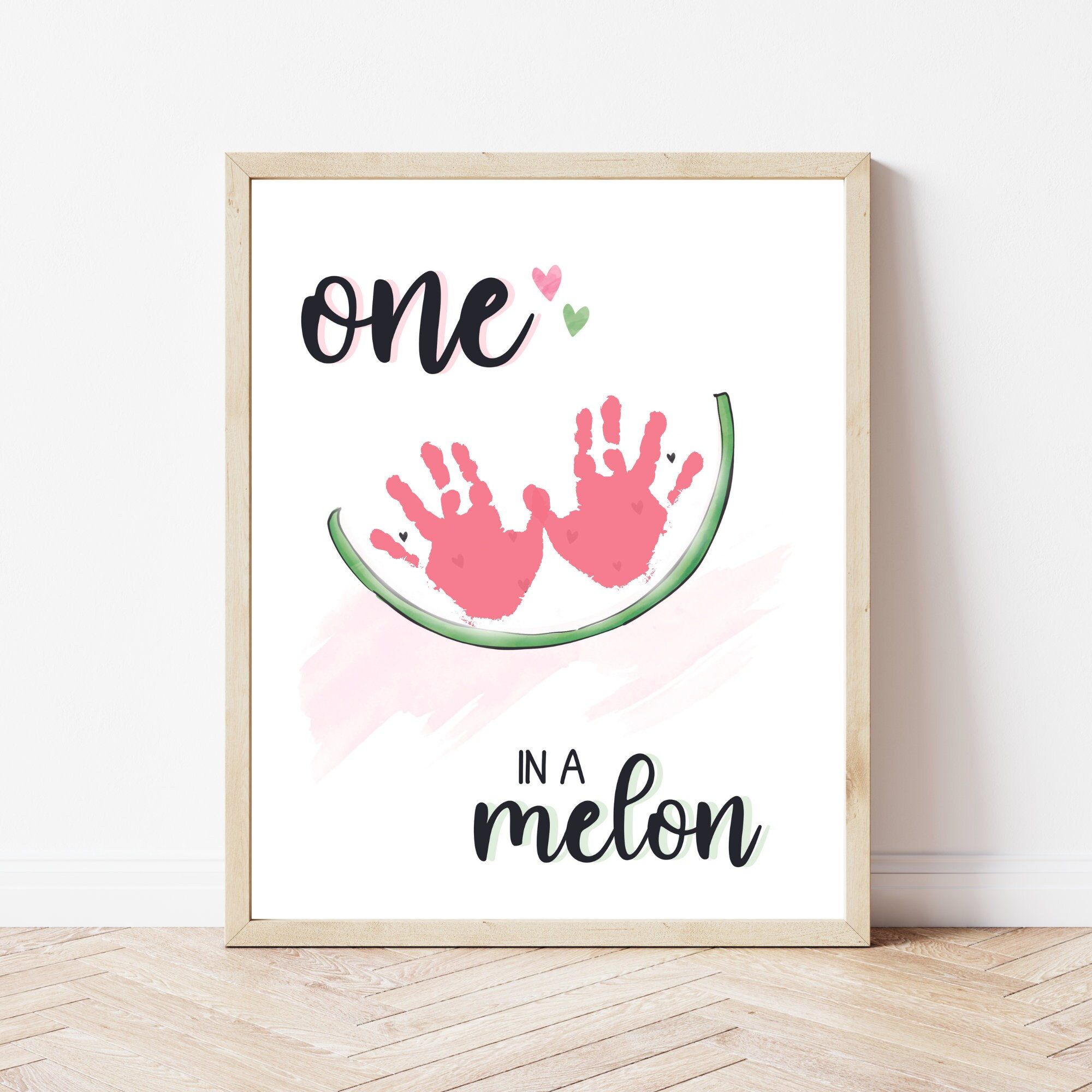 One in a Melon Handprint Footprint Art First Birthday - Etsy