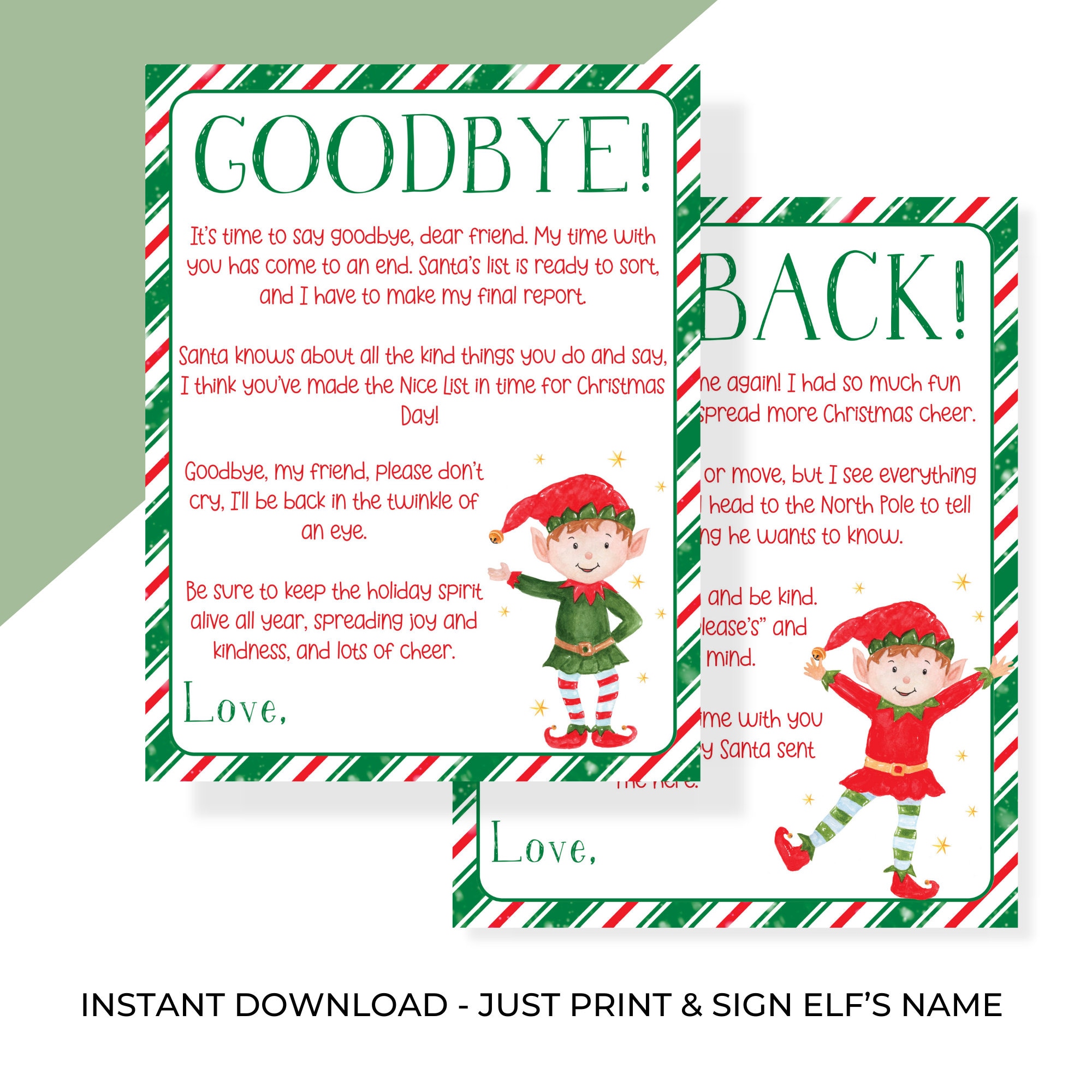 Elf Goodbye Letter, Christmas Elf Farewell Letter, Kids Christmas Fun ...