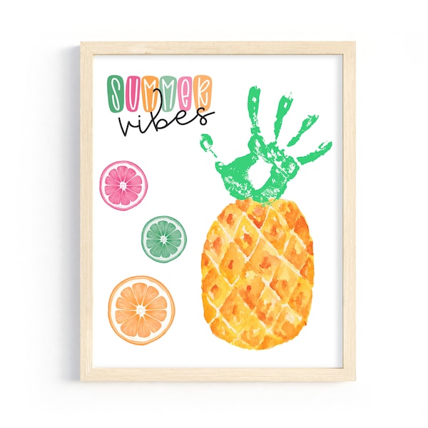 Summer Handprint Craft: Summer Vibes Pineapple Handprint Art, Activity for Kids, Toddlers, Preschool, PreK, Daycare, Summer Camp Art Project