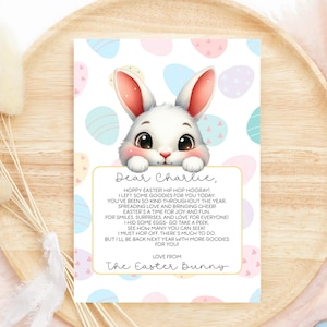 Carta editable del conejito de Pascua, carta imprimible del conejito de Pascua, imprimible de Pascua, actividades de Pascua, carta de la canasta de Pascua, regalo de Pascua