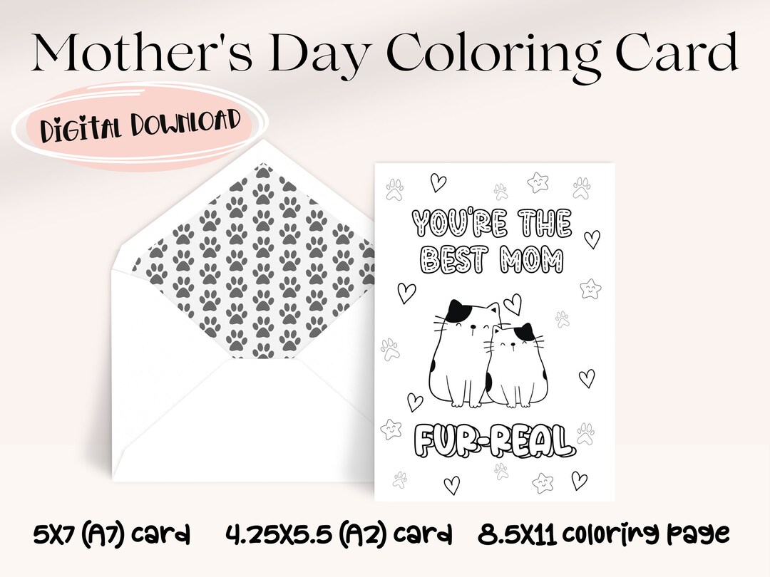 Printable DIY Mother's Day Card Colorable Card for Mom - Etsy
