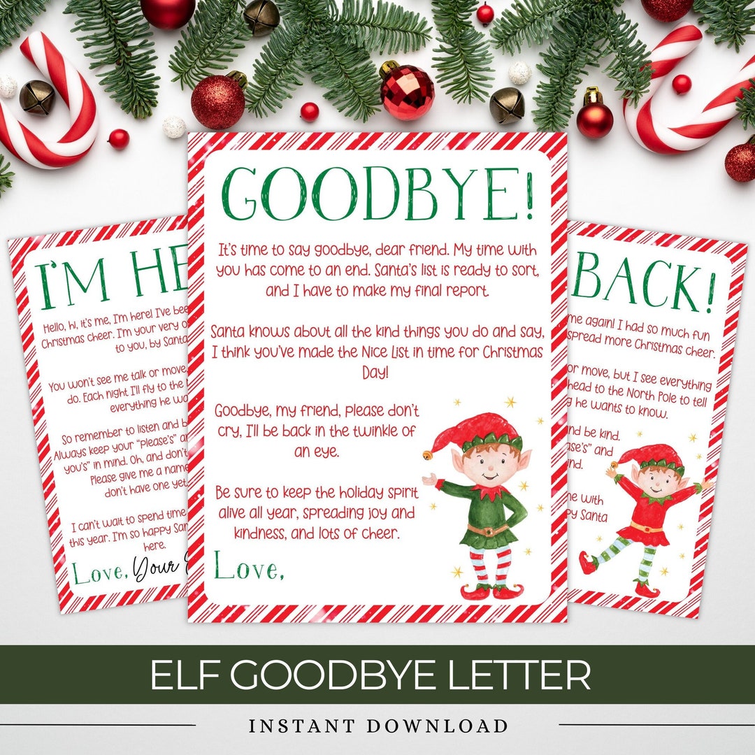 Elf Goodbye Letter, Christmas Elf Farewell Letter, Kids Christmas Fun ...