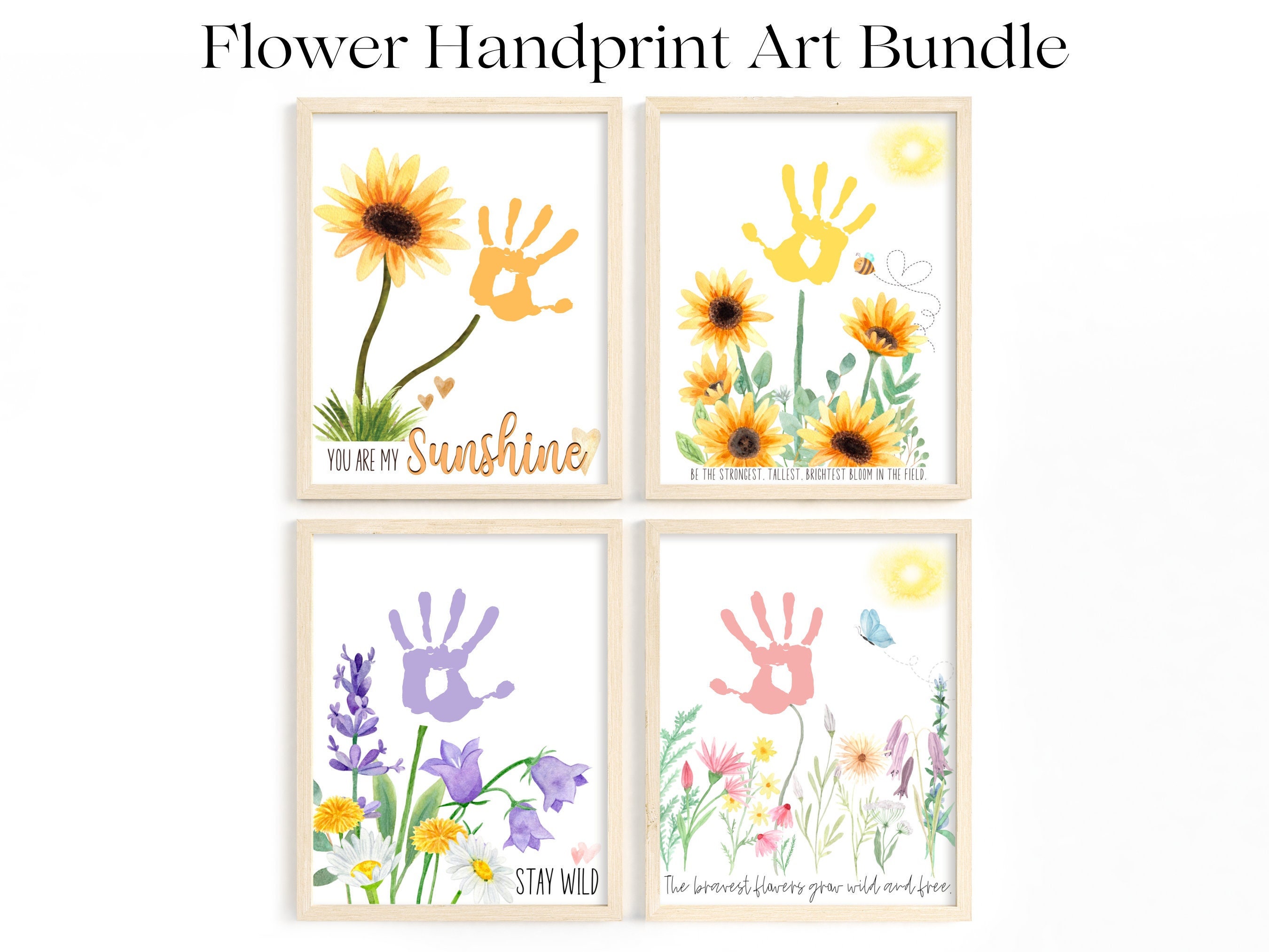 41 Creative Sunflower Crafts for Kids 33 Flower Handprint Art Bundle Sunflower Handprint Craft Wildflower…
