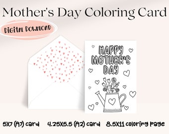 Printable DIY Mother's Day Card Colorable Card for Mom - Etsy