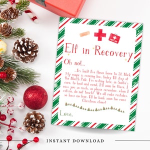 Carta de recuperação de elfo, regras de elfo de Natal, carta de chegada de elfo, carta de elfo doente, diversão de Natal para crianças, cartas de elfo de Natal