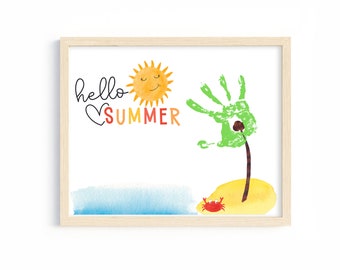 Sommer Handabdruck Handwerk: Hallo Sommer Handabdruck Kunst, Sommer Aktivität für Kinder, Kleinkinder, Vorschule, Pre-K, Kindertagesstätte, Sommer Camp Art Project