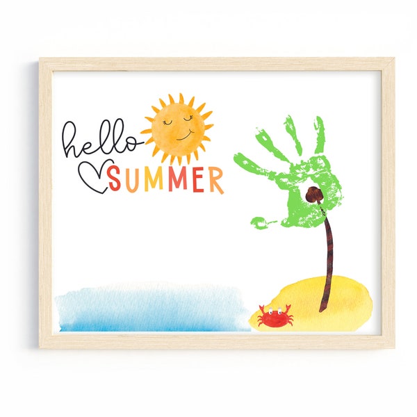Summer Handprint Craft: Hello Summer Handprint Art, Summer Activity for Kids, Toddlers, Preschool, Pre-K, Daycare, Summer Camp Art Project