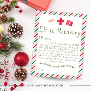 Carta de recuperación de elfo, reglas de elfo navideño, carta de llegada de elfo, carta de elfo enfermo, diversión navideña para niños, cartas de elfo navideño