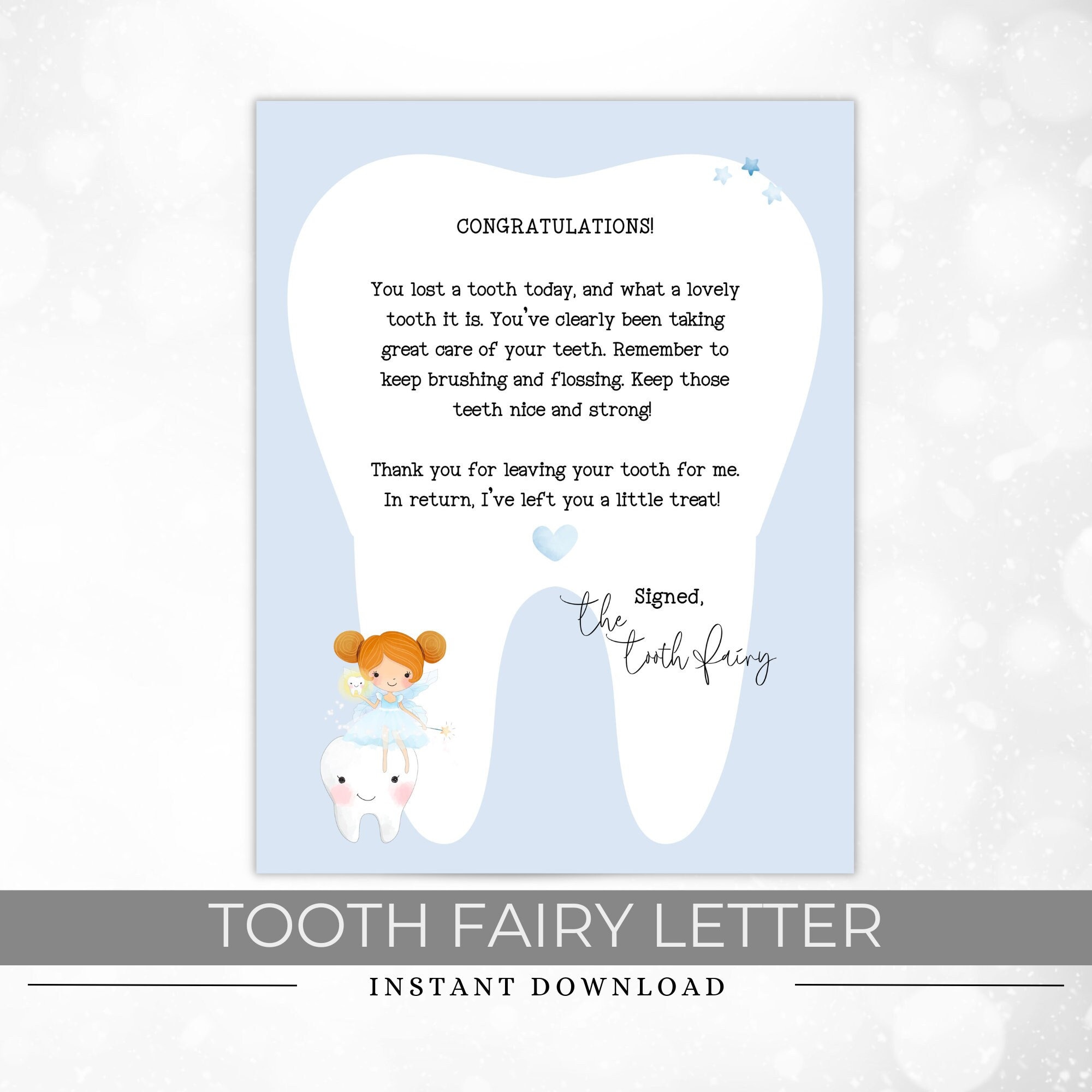 Tooth Fairy Letter Printable Tooth Fairy Note Letter From Etsy