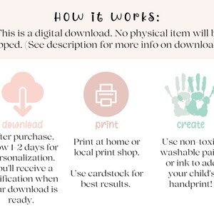 May include: A digital download guide with three steps: download, print, and create. The download step shows a cloud with a download arrow. The print step shows a printer icon. The create step shows a handprint in green paint. The text says "This is a digital download. No physical item will be shipped. (See description for more info on downloads.)"