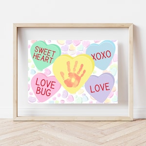 Candy Heart Valentine's Day Handprint Art, Footprint Craft for Babies ...