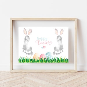 Easter Footprint Art, Bunny Footprint, Easter Handprint Craft Babies Toddlers Kids, Baby First Easter, Easter Gift, DIY Easter Decor image 2