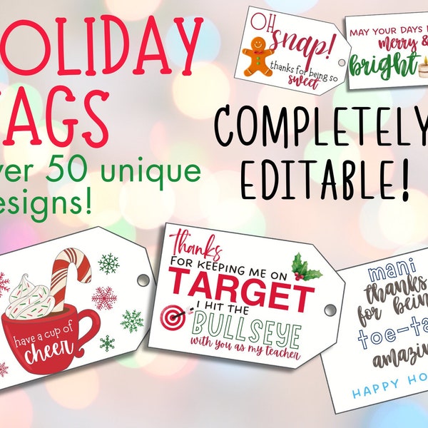 Holiday Gift Tag, Christmas Gift Tag, Teacher Gift, Holiday Gift Idea, Christmas Gift, Printable Gift Tag, Editable, template, download