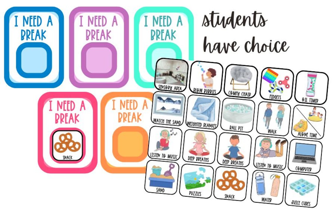 Printable “I Need a Break” Visual Cards | Break Cards for Classroom ...