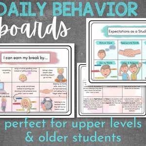 classroom behavior expectation board, special education classroom management, middle school, high school, students, positive reinforcement