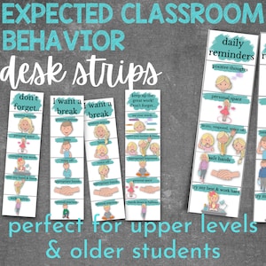 expected classroom behavior desk strip, special education classroom management, middle school, high school, students, positive reinforcement