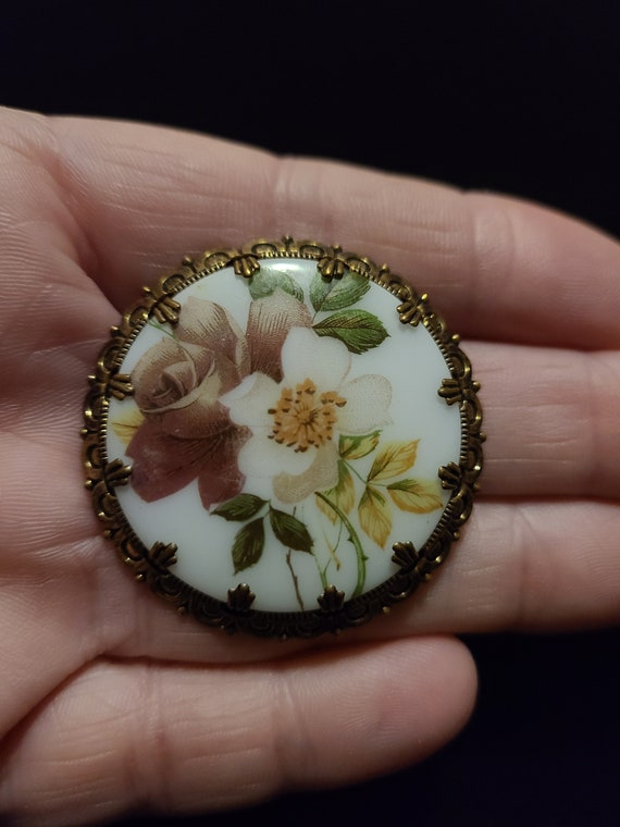 Vintage Western Germany Floral Brooch - image 3