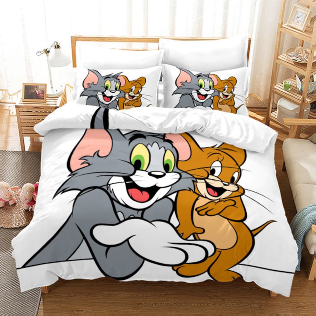 Tom and Jerry Duvet Cover Cartoon Bedding Set tom and Jerry Etsy