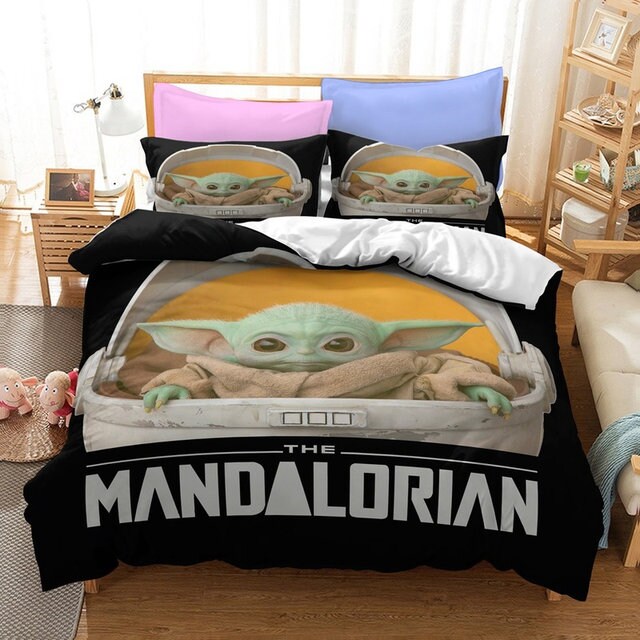 The Mandalorian Duvet Cover Baby Yoda Bedding Set Twin Etsy