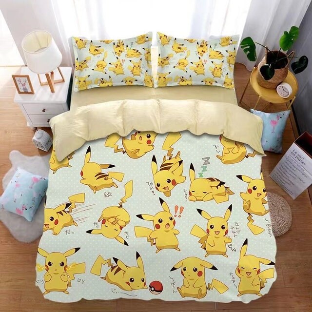 Famous Nike Supreme Pokemon Pikachu Design & Quality Comfortable 4 Pieces  Bedding Sets Bed Sets, Bedroom