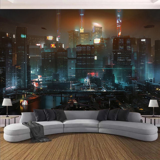  Cyberpunk Style 80s Retro Background Decorations for Living  Room Cyberpunk City Street Modern Paintings Pictures 3 Piece Canvas Wall  Art House Decor Ready to Hang Posters and Prints, 60 Wx40 H 