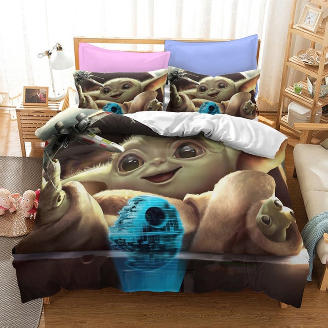 The Mandalorian Duvet Cover Baby Yoda Bedding Set Twin Etsy
