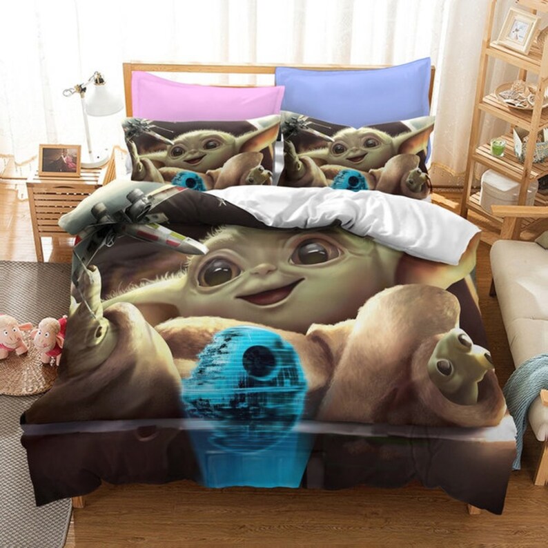 The Mandalorian Duvet Cover Baby Yoda Bedding Set Twin Etsy