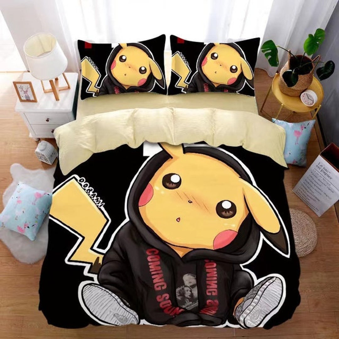 Pokemon Duvet Pikachu Bedding Set Twin Queen King Sizes 2 Etsy