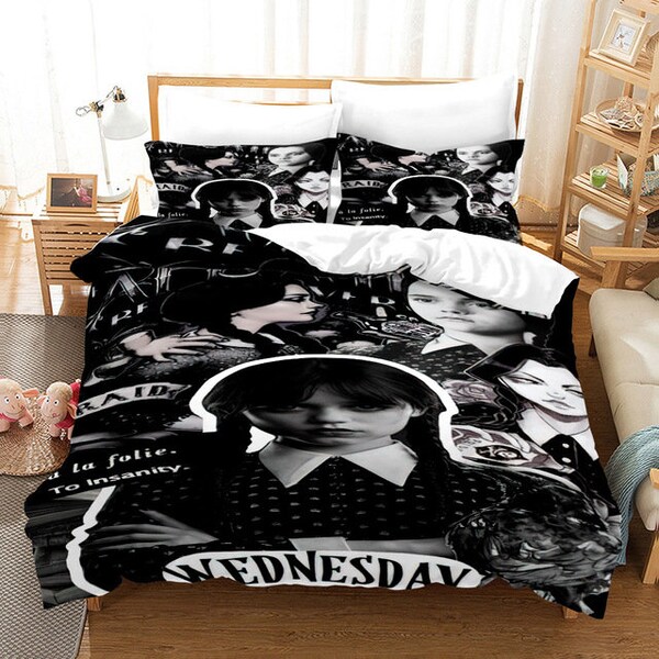 thumbnail image 2 of Wednesday Addams Twin Bedding Set For Kids - Purple Quilted Bedspread With Bonus Accessories 2 of 12