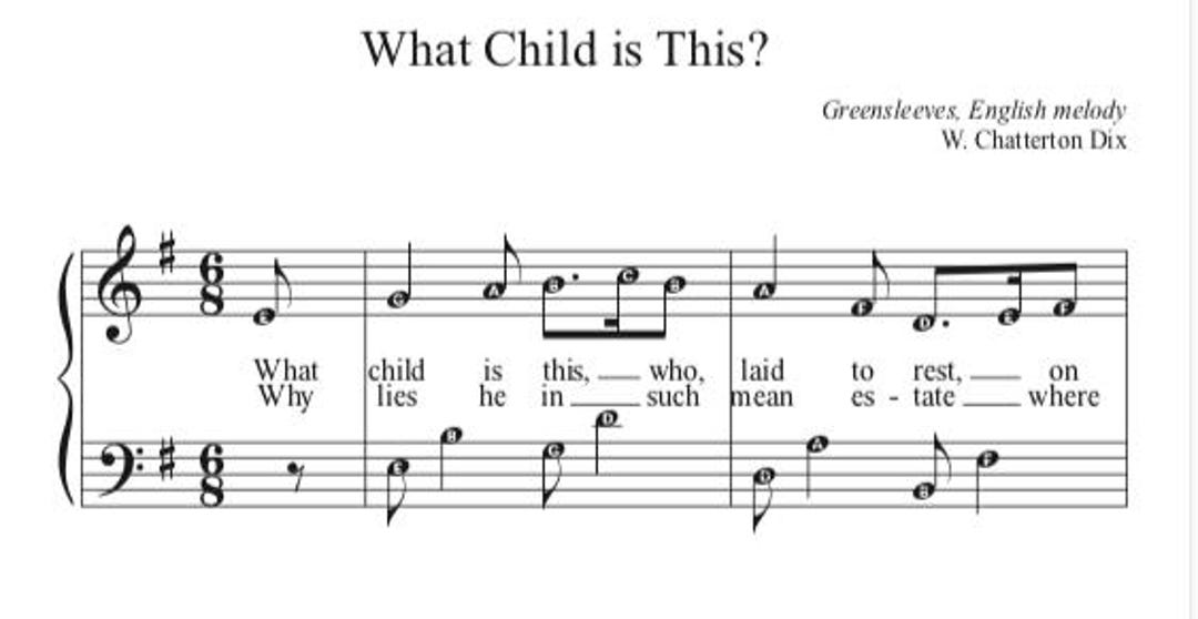 Easy-to-read What Child is This With Note Names - Etsy