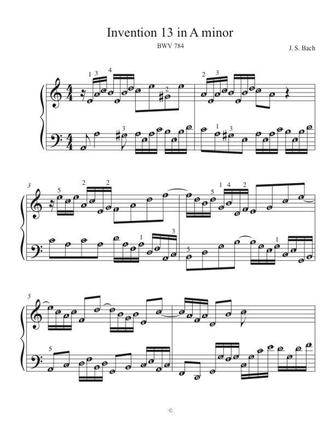 Easy-to-read Invention 13 by J.S. Bach With Note Names - Etsy