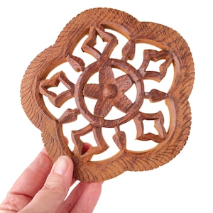 Vintage Wooden Trivet Hand-carved, Made in India
